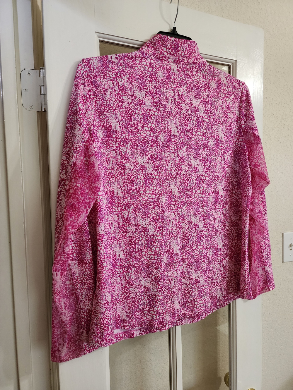 IBKUL XXL Pink Animal Print Mock Neck 1/4 Zip UPF 50 Golf Top - Picture 4 of 11